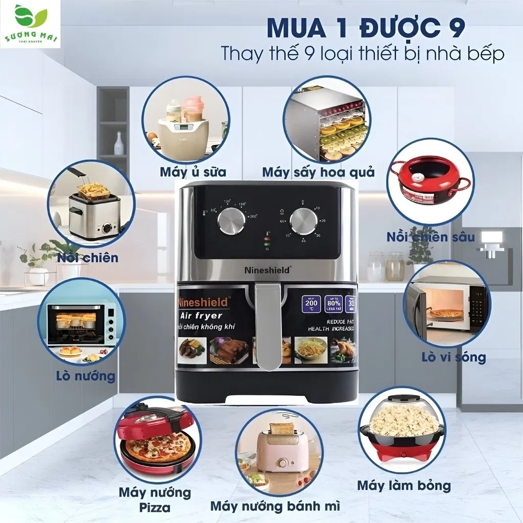 Alternative view of Nồi Chiên Không Dầu Dung Tích 9 Lít, Công Suất 1800w - Nineshield