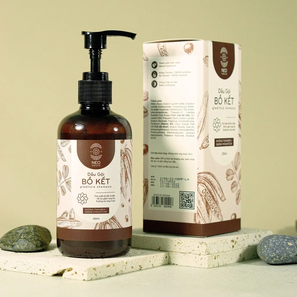 Dầu Gội Bồ Kết Giảm Gãy Rụng, Dưỡng Tóc Óng Mượt 250ml - Neo Nature