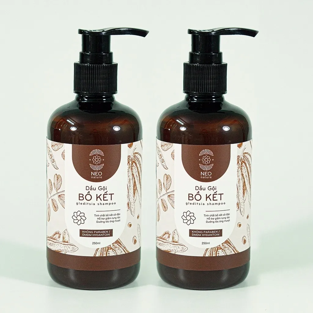 Combo 2 Chai Dầu Gội Bồ Kết Giảm Gãy Rụng, Dưỡng Tóc Óng Mượt 250ml - Neo Nature