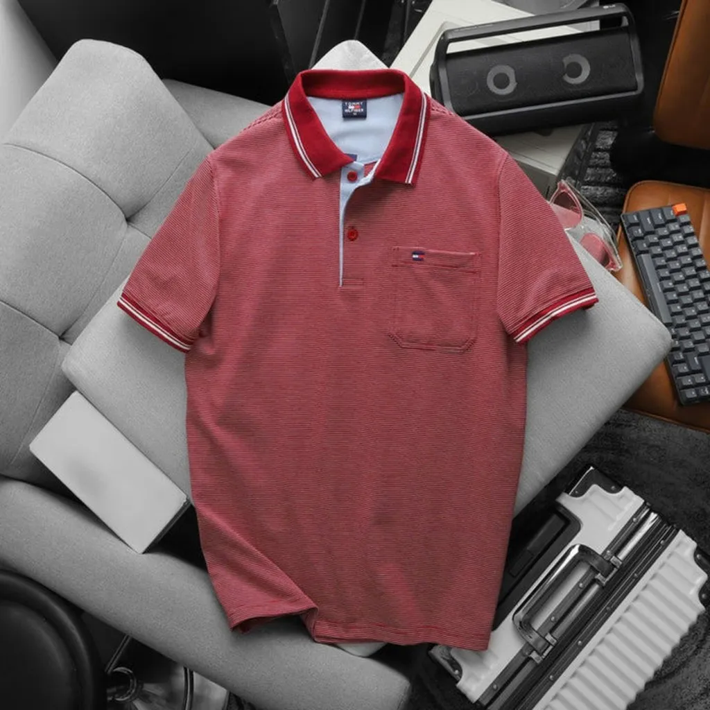 Alternative view of Áo Thun Kẻ Sọc Tôm Túi Cotton Cao Cấp - Thời Trang Hc