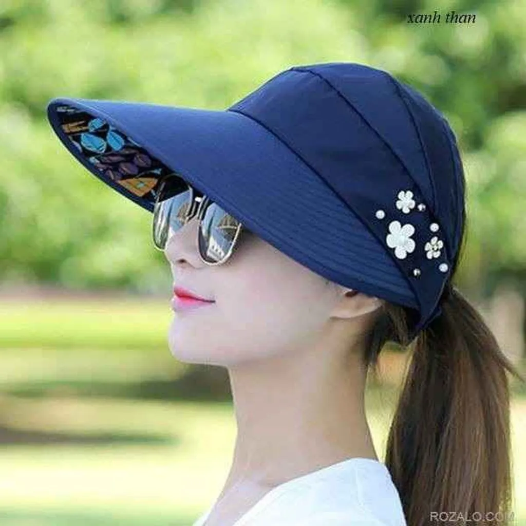 Alternative view of Mũ Vải Chống Nắng Vành Rộng Đính Ngọc - Diepchi Fashion