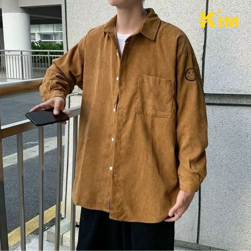 Áo Sơ Mi Nhung Tăm Mặt Cười Unisex - Kim