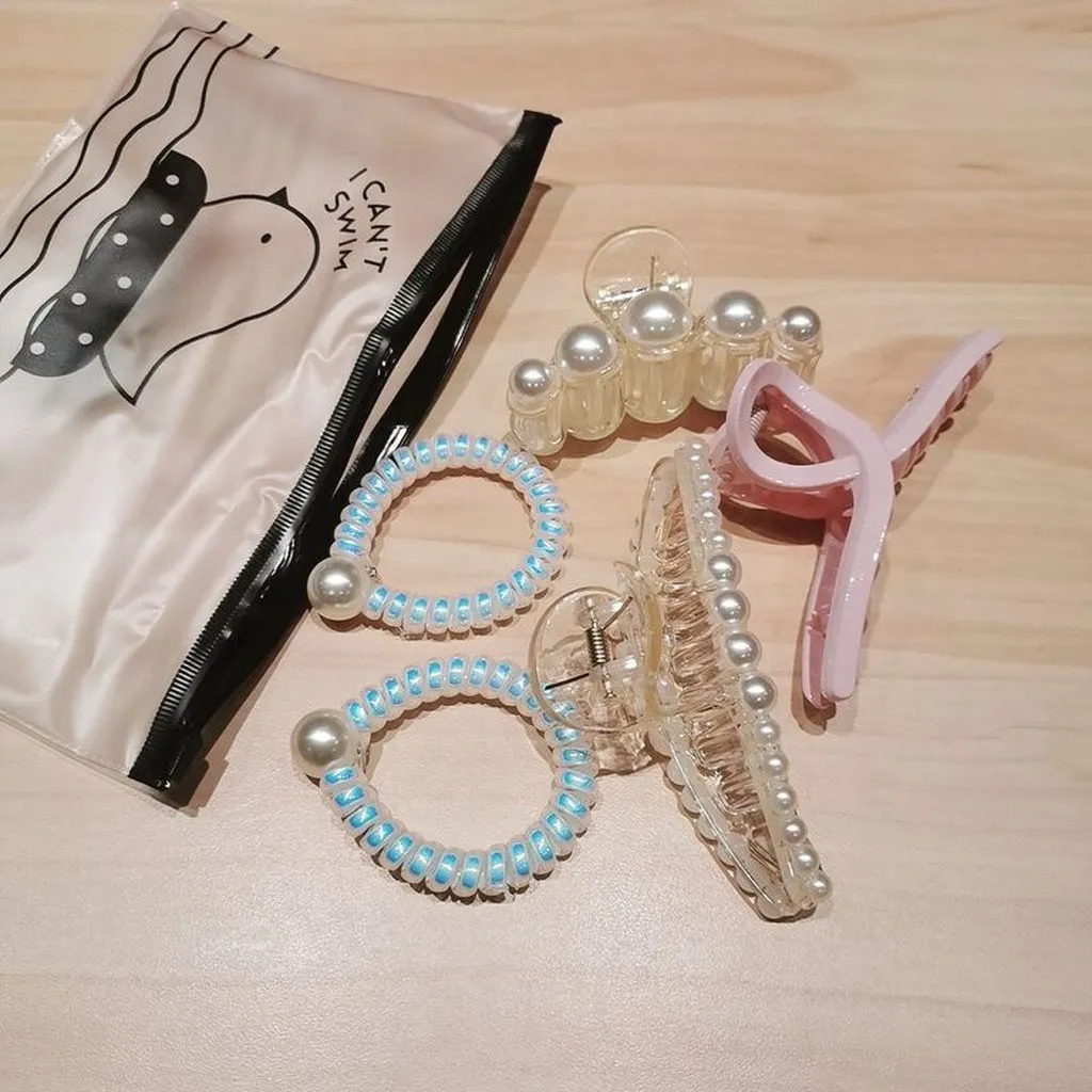 Set 5 Cái Bộ Kẹp Tóc Và Dây Buộc Tóc - Su