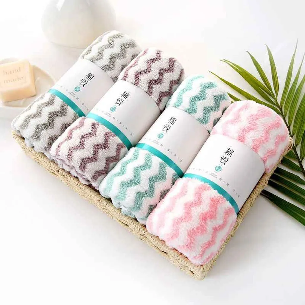 Alternative view of Set 10 Khăn Mặt Kẻ Sọc Mềm Mịn Phong Cách Hàn Quốc Cao Cấp - Su