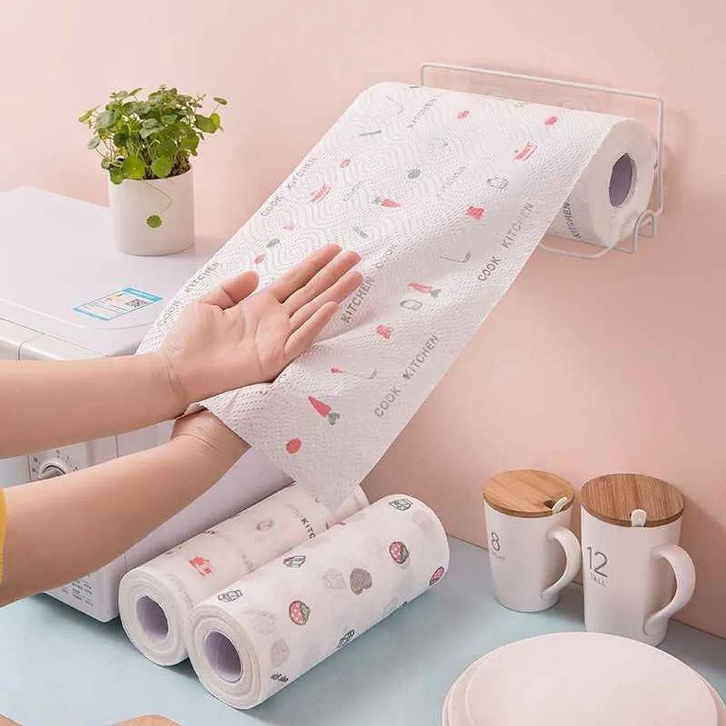 Cuộn Giấy Lau Tay, Lau Nhà Bếp In Họa Tiết Trắng - Su