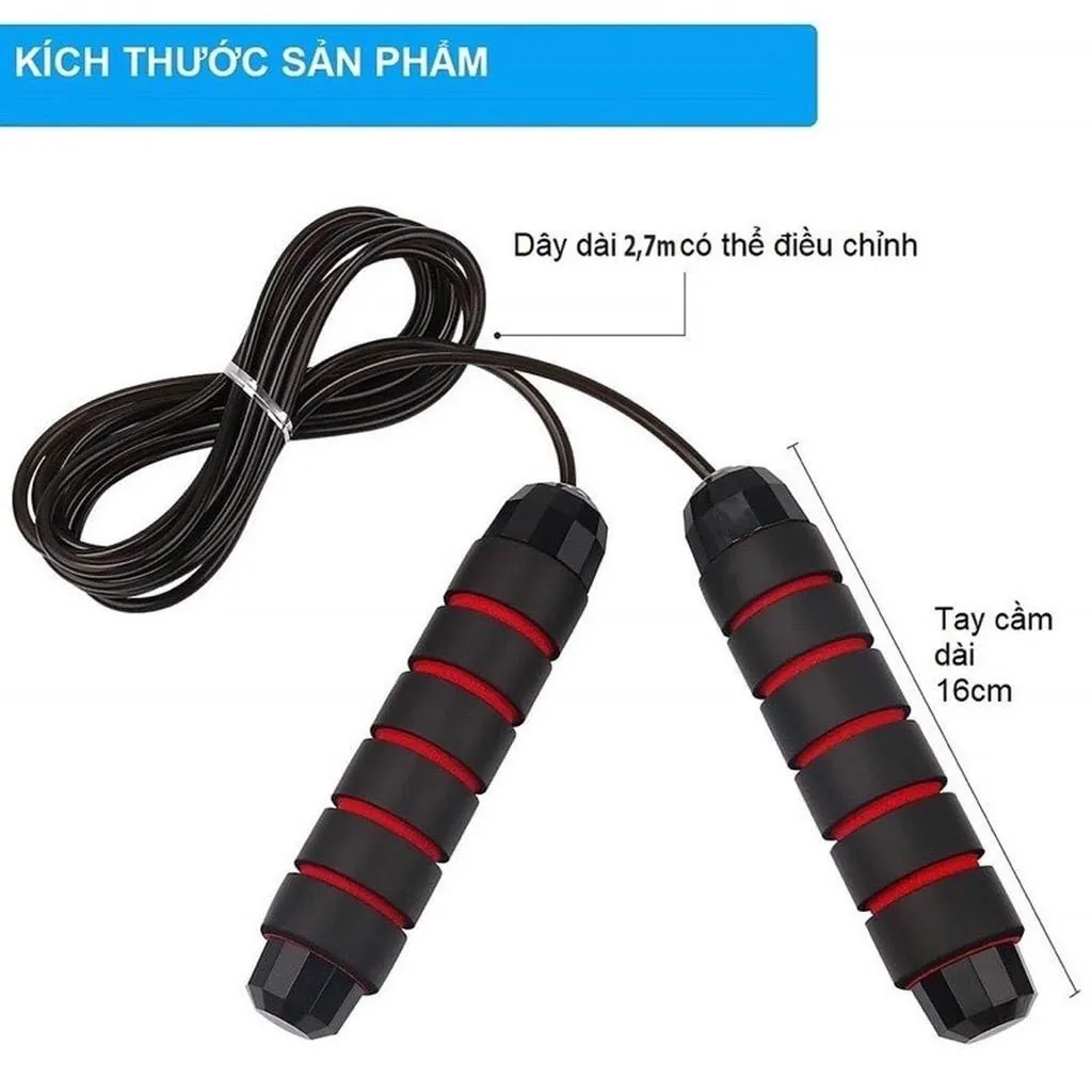 Dây Nhảy Tập Thể Dục Giảm Cân, Sợi Dây Lõi Thép Cao Cấp 2.7m - Su