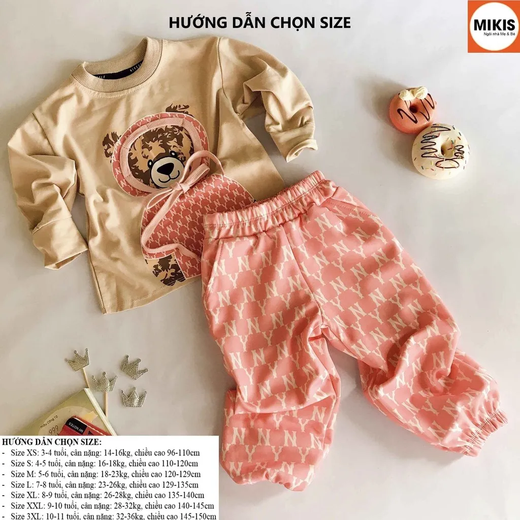 Alternative view of [giảm 50%] Bộ Quần Áo Thu Đông Gấu Hồng - Mikis