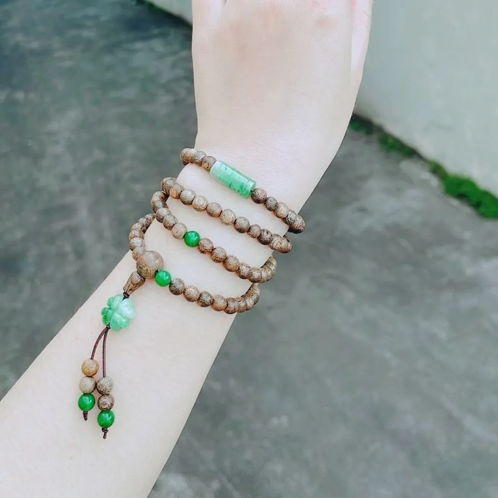 Vòng Tay Trầm Hương Tốc Phối Phụ Kiện Ngọc Cẩm Thạch Lý Thiên Nhiên - Thắng Giang