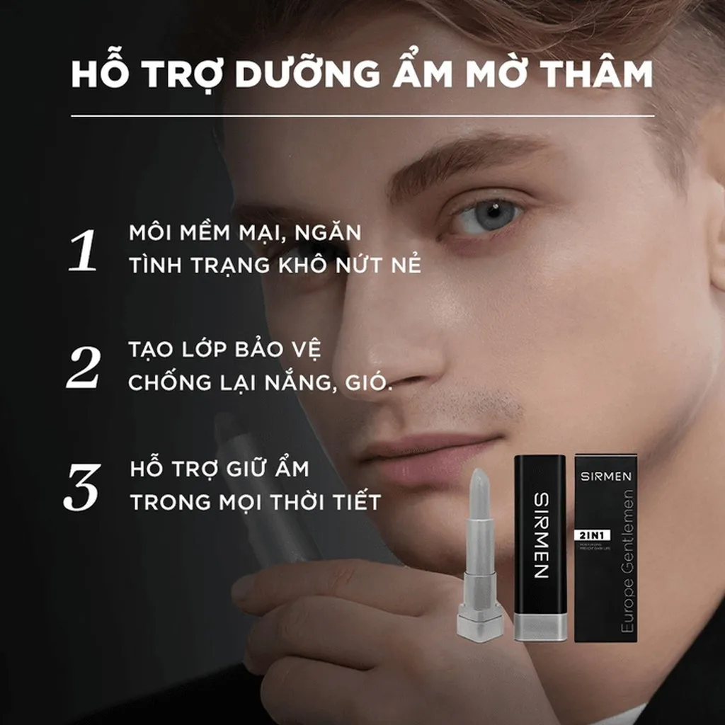 Alternative view of Son Dưỡng Nam 2 In 1 Nguyên Liệu Châu Âu Sirmen Europe Gentlemen Dòng Cao Cấp 4.2g Chiết Xuất Tự Nhiên Công Nghệ Eu-nano - Sirmen