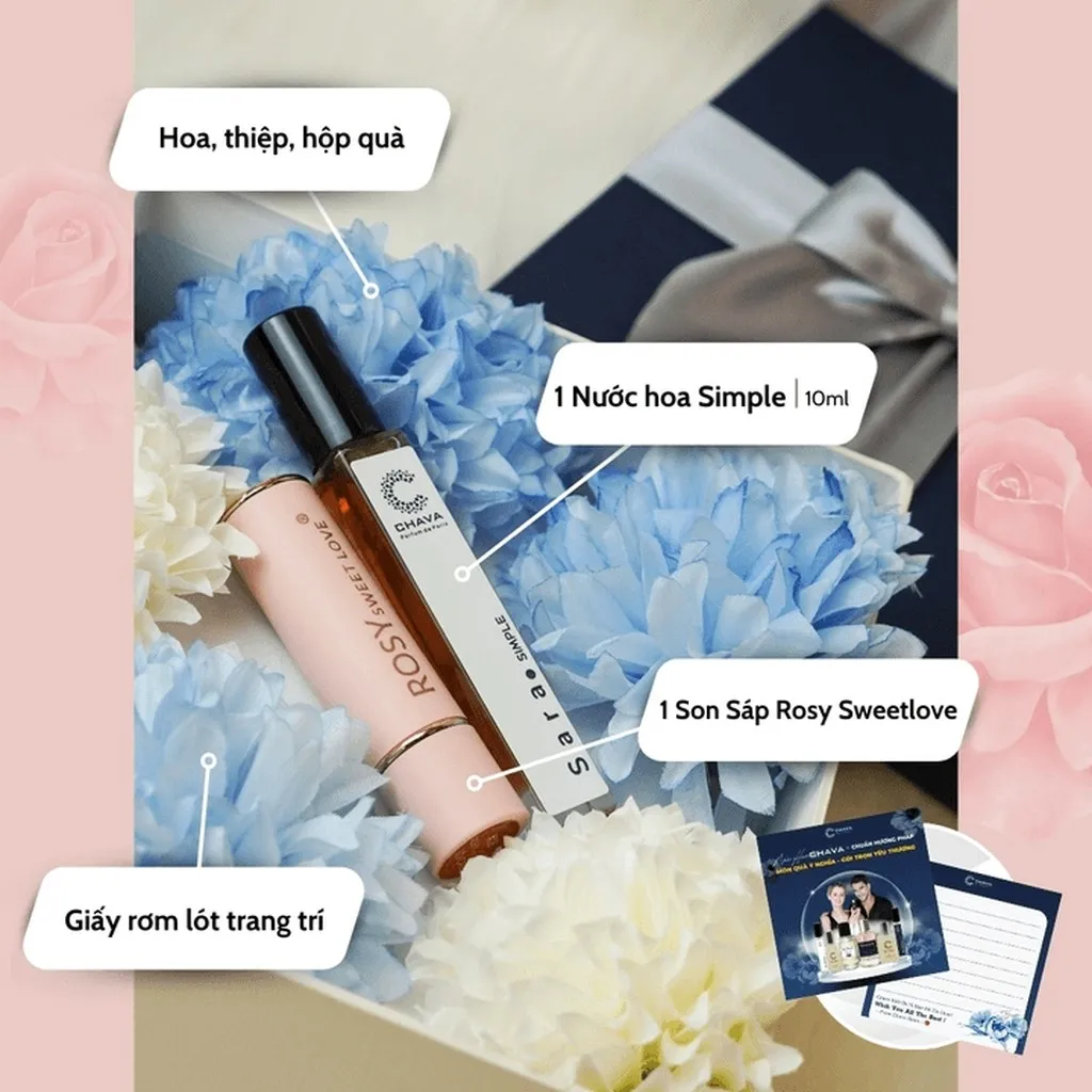 Alternative view of [combo Quà Tặng] 1 Nước Hoa Simple 10ml + 1 Son Sáp Lì Rosy Sweet Love - Chava