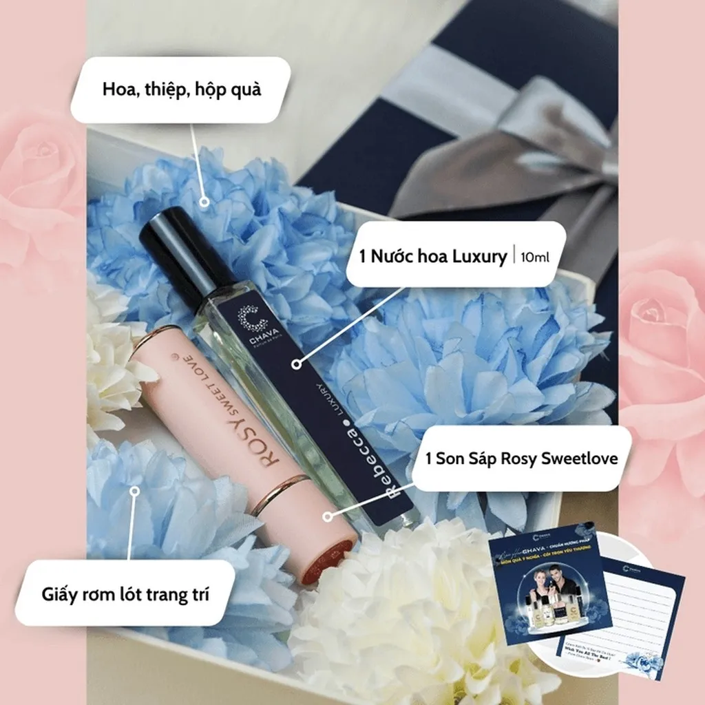 Alternative view of [combo Quà Tặng] 1 Nước Hoa Luxury 10ml + 1 Son Sáp Lì Rosy Sweet Love - Chava