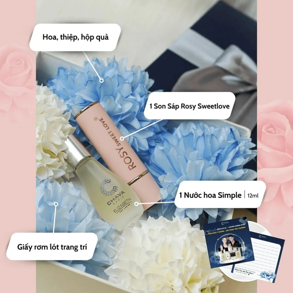 Alternative view of [combo Quà Tặng] 1 Nước Hoa Simple 12ml + 1 Son Sáp Lì Rosy Sweet Love - Chava