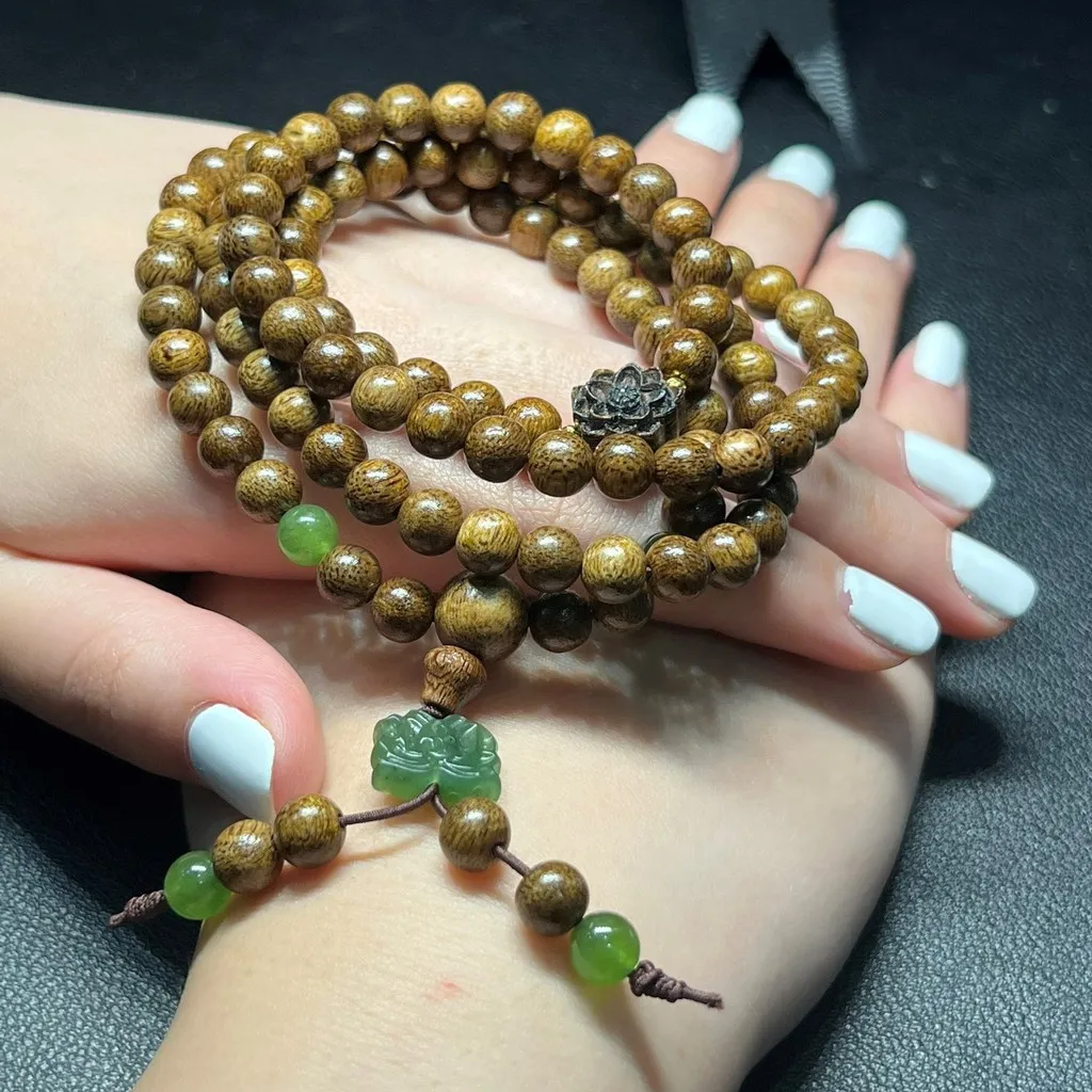 Vòng Tay Trầm Hương Tốc Phối Sen Ngọc Bích Thiên Nhiên - Thắng Giang