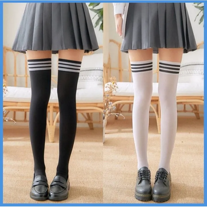 Tất Dáng Dài Kẻ Cổ Diện Váy Phong Cách Hàn - Diepchi Fashion