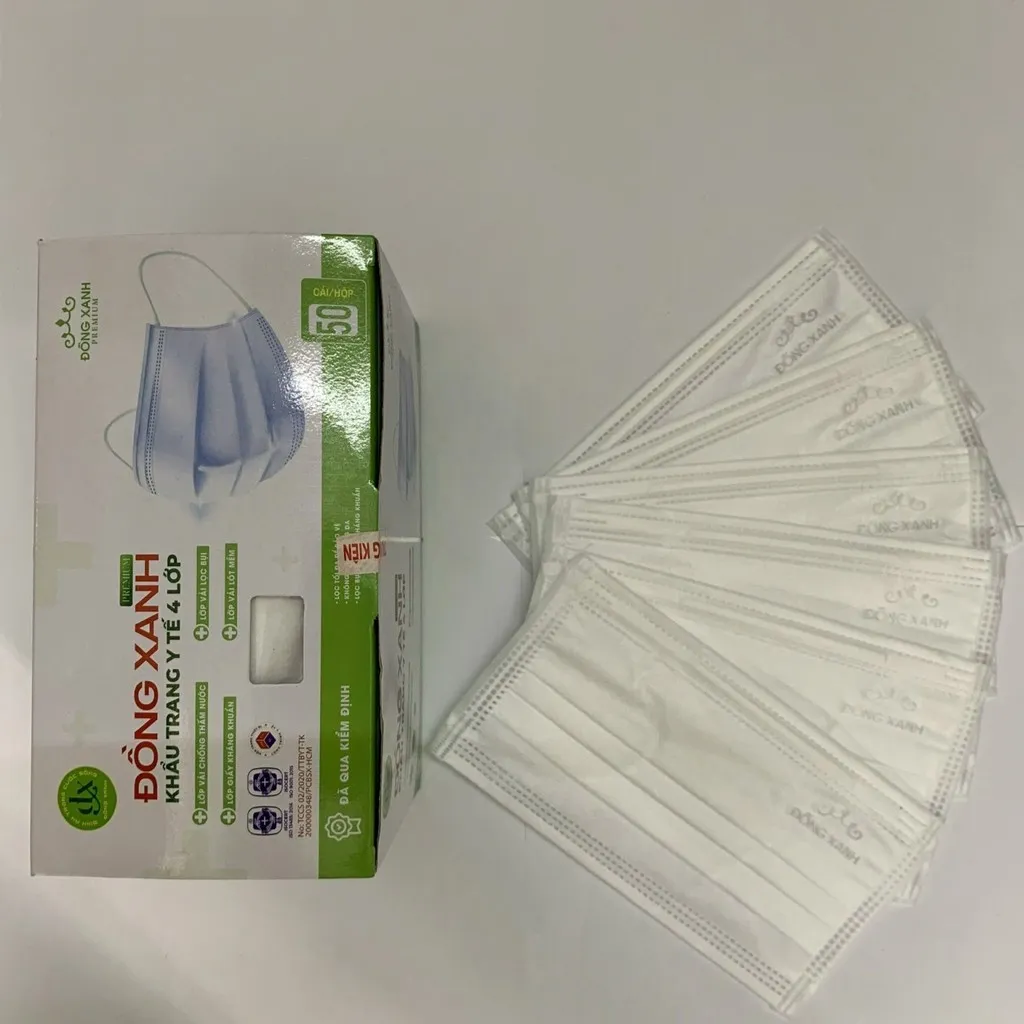 Alternative view of [hộp] Khẩu Trang Y Tế 4 Lớp (10 Cái/túi, 5 Túi/hộp) - Đồng Xanh Premium