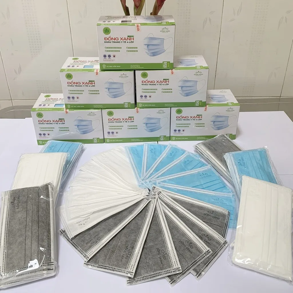 [thùng] Khẩu Trang Y Tế 4 Lớp (50 Cái/hộp, 50 Hộp/thùng) - Đồng Xanh Premium - Thùng 2500 Cái