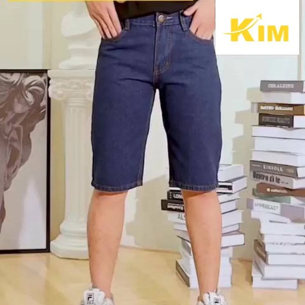 Alternative view of Quần Short Jean Nam Basic Form Chuẩn Đẹp - Kim