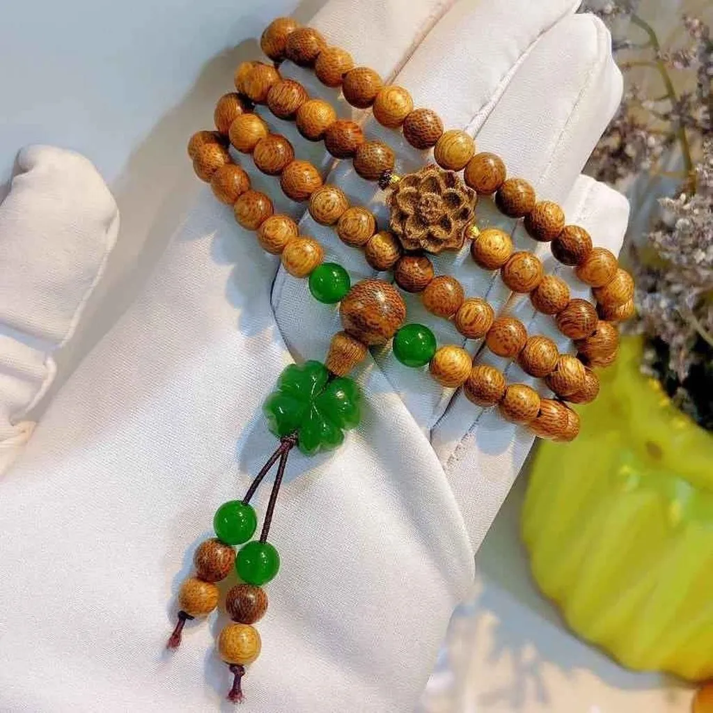 Vòng Tay Trầm Hương Tốc Phối Cỏ Bốn Lá Đá Thiên Nhiên - Thắng Giang