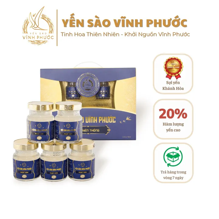 Hộp Quà 5 Hũ - Tổ Yến Sào Chưng Đường Phèn - Yến Sào Vĩnh Phước