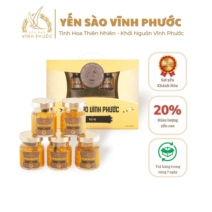 Hộp Quà 5 Hũ - Tổ Yến Sào Chưng Tứ Vị - Yến Sào Vĩnh Phước