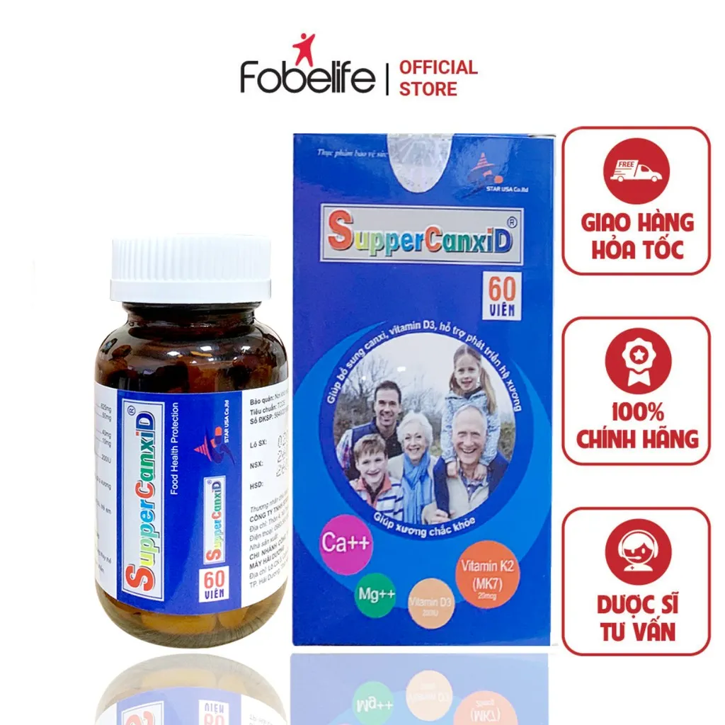 Viên Uống Bổ Sung Canxi, Giúp Xương Chắc Khỏe Supper Canxid - Starusa