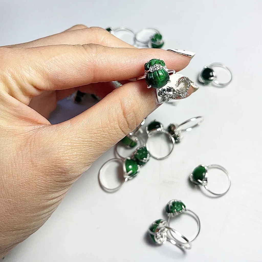 Nhẫn Túi Tiền Đá Thạch Anh Mắt Hổ Xanh - Thắng Giang