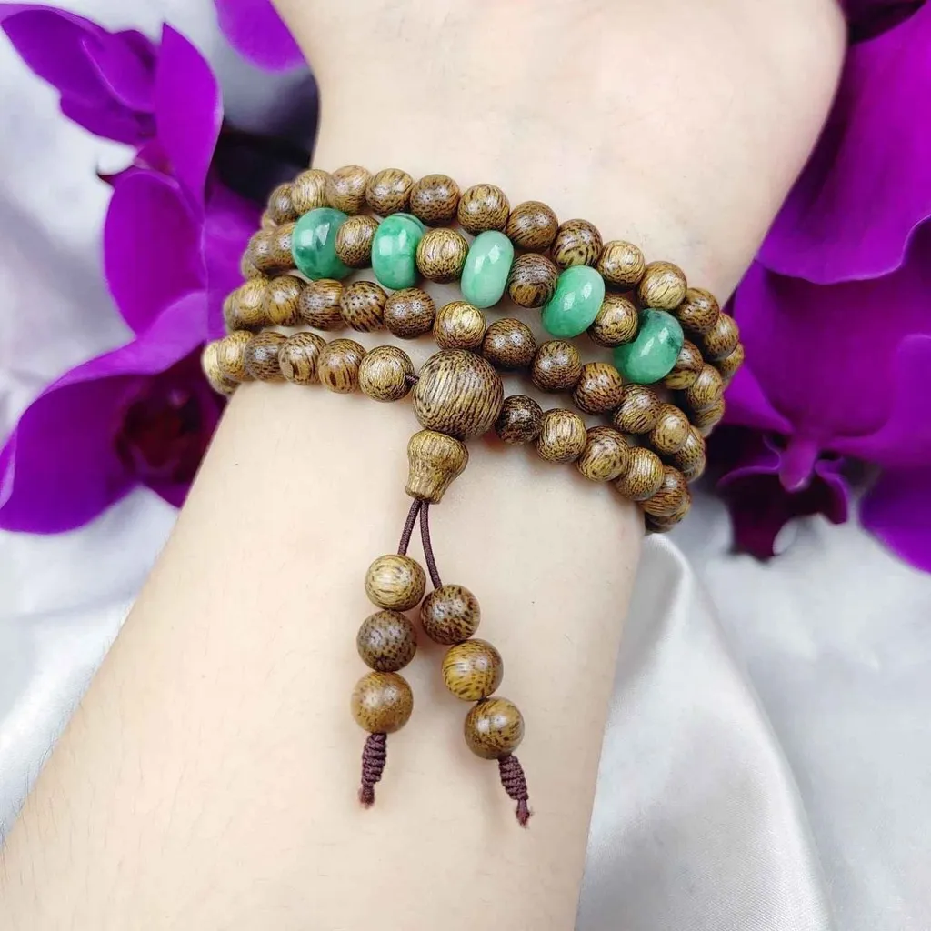 Vòng Tay Ngũ Điếu Cẩm Thạch Phối Trầm Hương - Thắng Giang