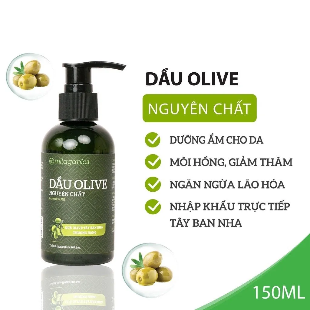 New Version Dầu Olive Nguyên Chất Dưỡng Da - Tóc - Môi 150ml - Milaganics