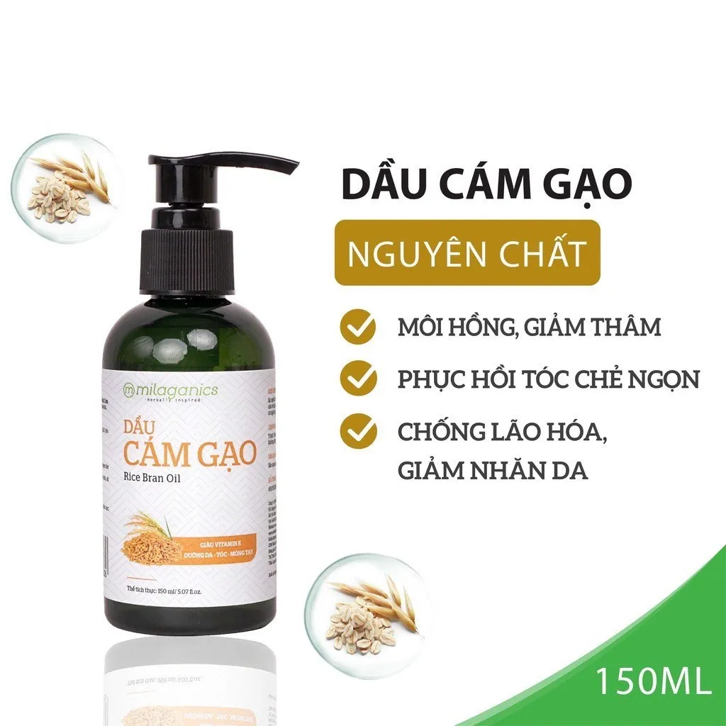New Version Dầu Cám Gạo Nguyên Chất Thiên Nhiên 150ml - Milaganics