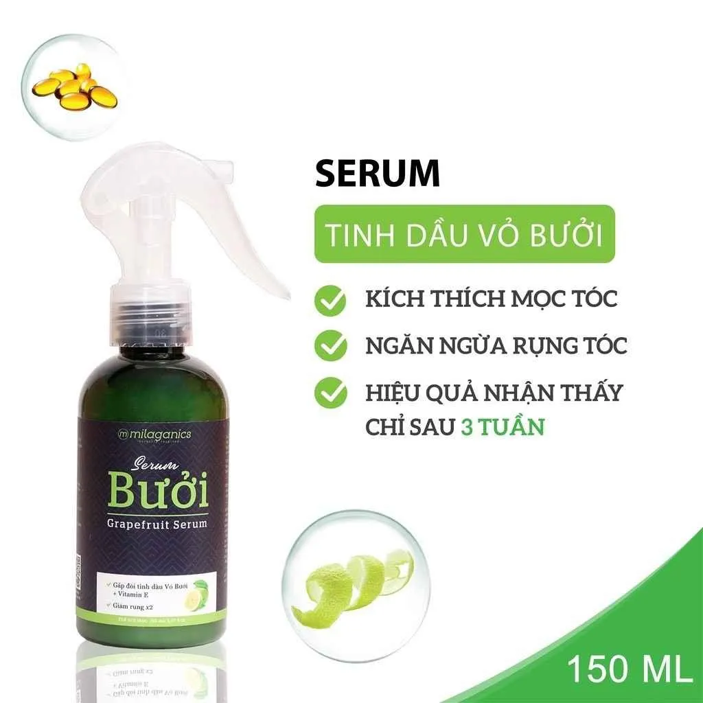 New Version Xịt Tóc Tinh Dầu Bưởi Kích Mọc Tóc, Giảm Rụng 150ml - Milaganics