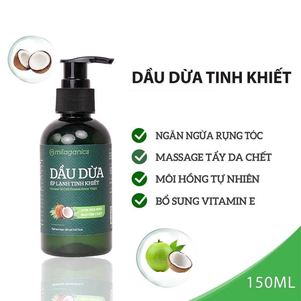 New Version Dầu Dừa Nguyên Chất Ép Lạnh 150ml - Milaganics