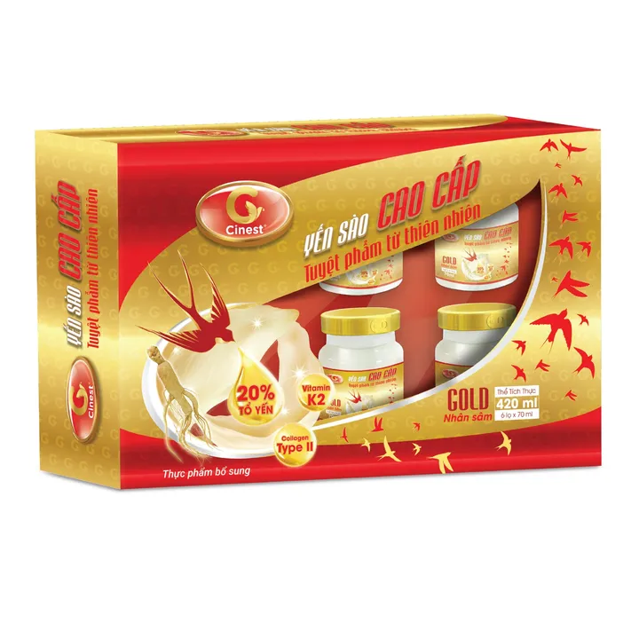 [hộp 6 Hũ] Yến Sào Cinest 20% Gold Nhân Sâm 70ml - Franci