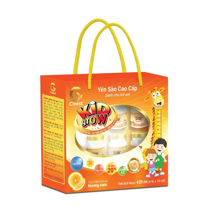 [lốc 6 Hũ] Yến Sào Cinest 20% Kid Grow Hương Cam 70ml - Franci