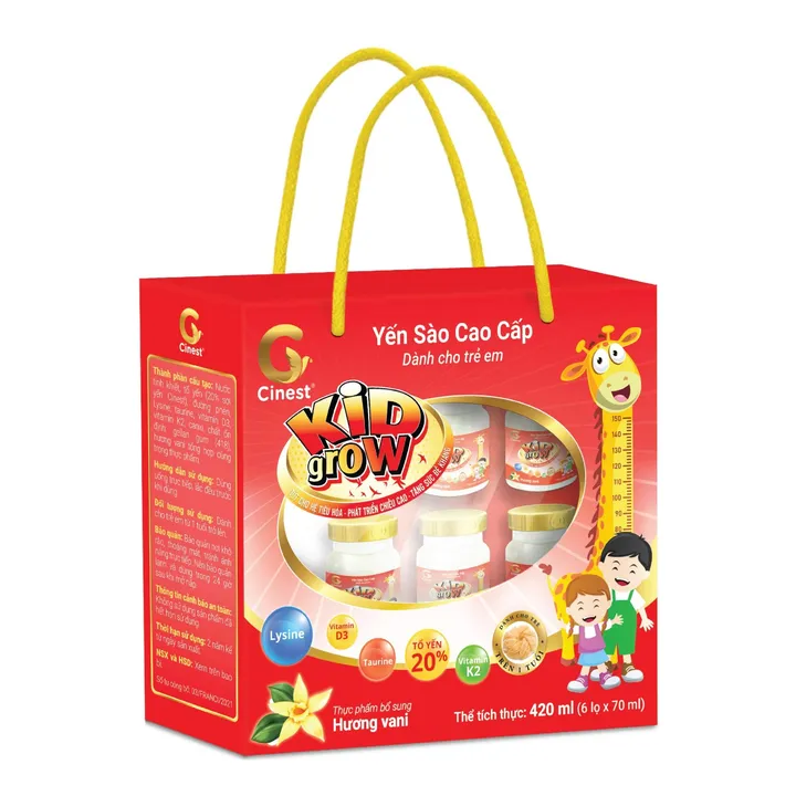 [lốc 6 Hũ] Yến Sào Cinest 20% Kid Grow Hương Vani 70ml - Franci