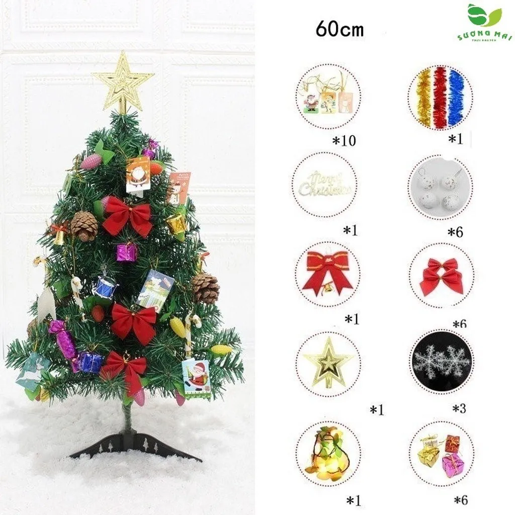 Cây Thông Noel Đầy Đủ Phụ Kiện 60 & 120cm - Sương Mai