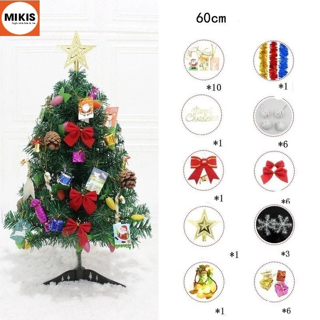 Cây Thông Noel Đầy Đủ Phụ Kiện 60 Và 120cm - Sương Mai