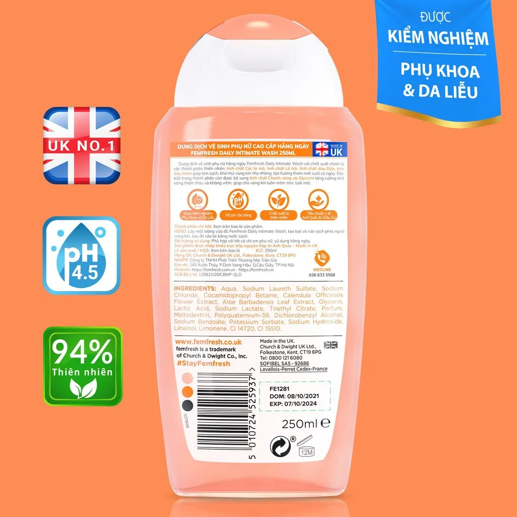 Alternative view of Dung Dịch Vệ Sinh Phụ Nữ Cao Cấp Hàng Ngày Daily Wash 250ml - Femfresh