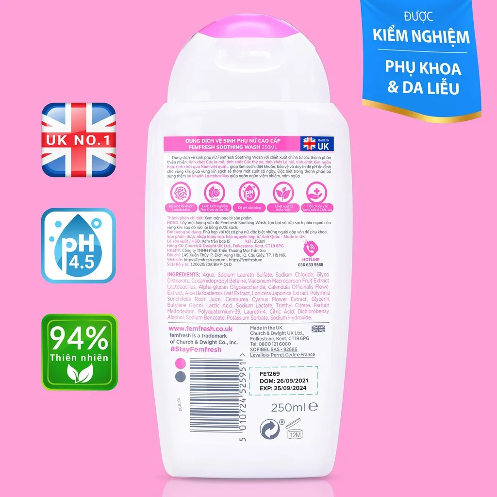 Alternative view of Dung Dịch Vệ Sinh Phụ Nữ Soothing Wash 250ml - Femfresh