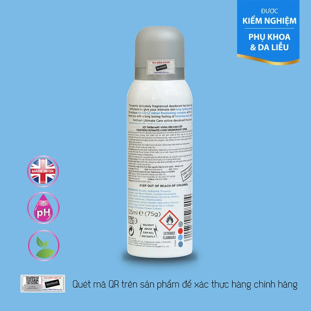 Alternative view of Xịt Khử Mùi Và Thơm Mát Vùng Kín Cao Cấp Ultimate Care Deodorant 125ml - Femfresh
