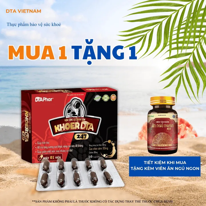 Viên Uống Khoer Dta 247 Hỗ Trợ Tăng Lực Tỉnh Táo Tức Thì Bồi Bổ Cơ Thể Hộp 60 Viên