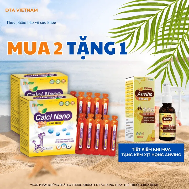 Siro Uống Calci Nano Milk Tảo Biển Hỗ Trợ Phát Triển Xương Và Răng Giúp Bé Ăn Ngủ Ngon Tăng Đề Kháng Hộp 20 Ống - Tâm An Pharma
