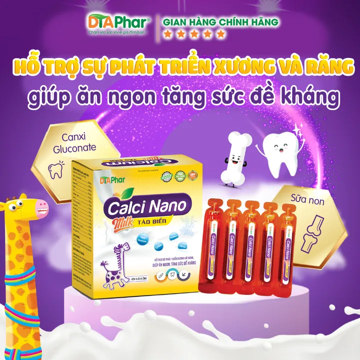 Alternative view of Siro Uống Calci Nano Milk Tảo Biển Hỗ Trợ Phát Triển Xương Và Răng Giúp Bé Ăn Ngủ Ngon Tăng Đề Kháng Hộp 20 Ống - Tâm An Pharma