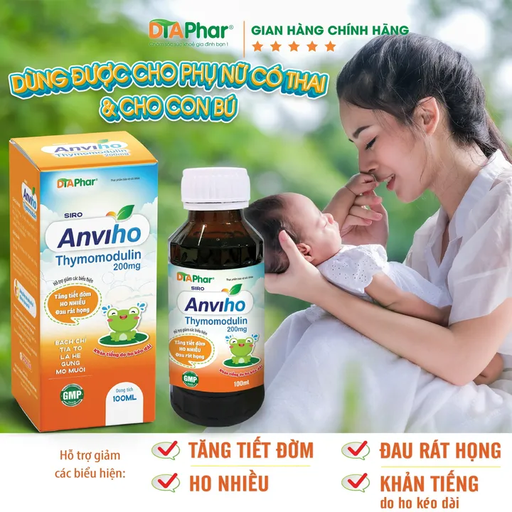 Alternative view of Siro Anviho Hỗ Trợ Giảm Tăng Tiết Đờm Ho Nhiều Đau Rát Họng Khản Tiếng Do Viêm Họngchai 100ml Phiên Bản Mới