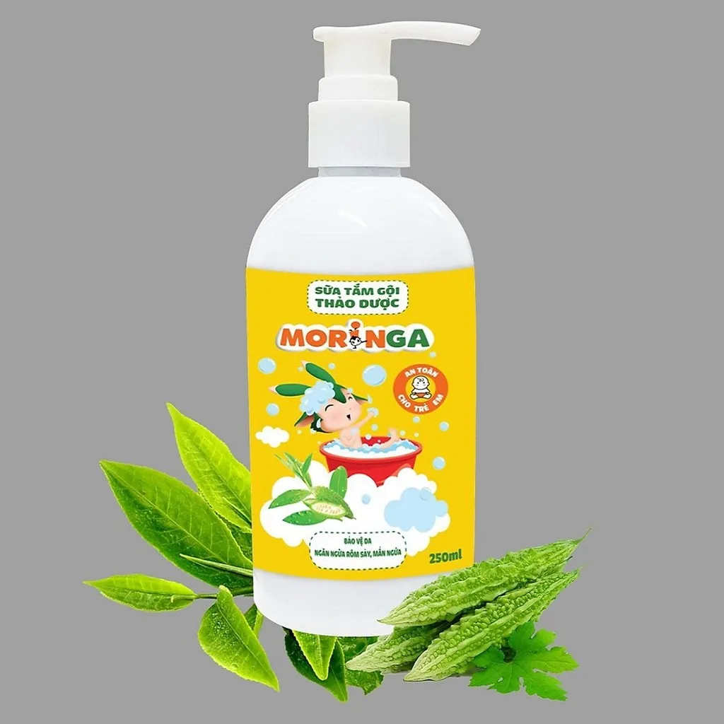 Sữa Tắm Gội Thảo Dược Ngăn Ngừa Rôm Sảy, Mụn Nhọt 250ml - Moringa