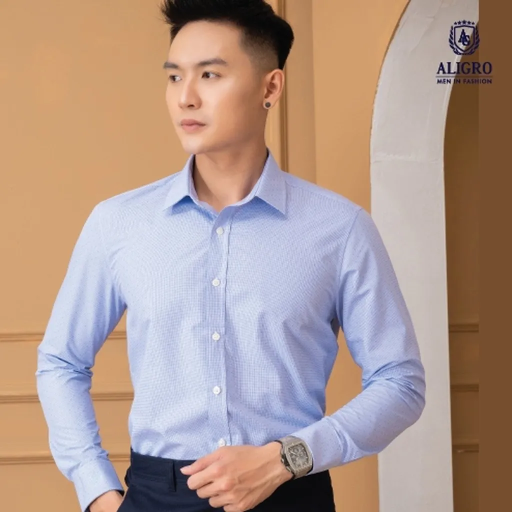 Alternative view of Áo Sơ Mi Bamboo Slimfit Dài Tay Hoạ Tiết Nhí - Aligro