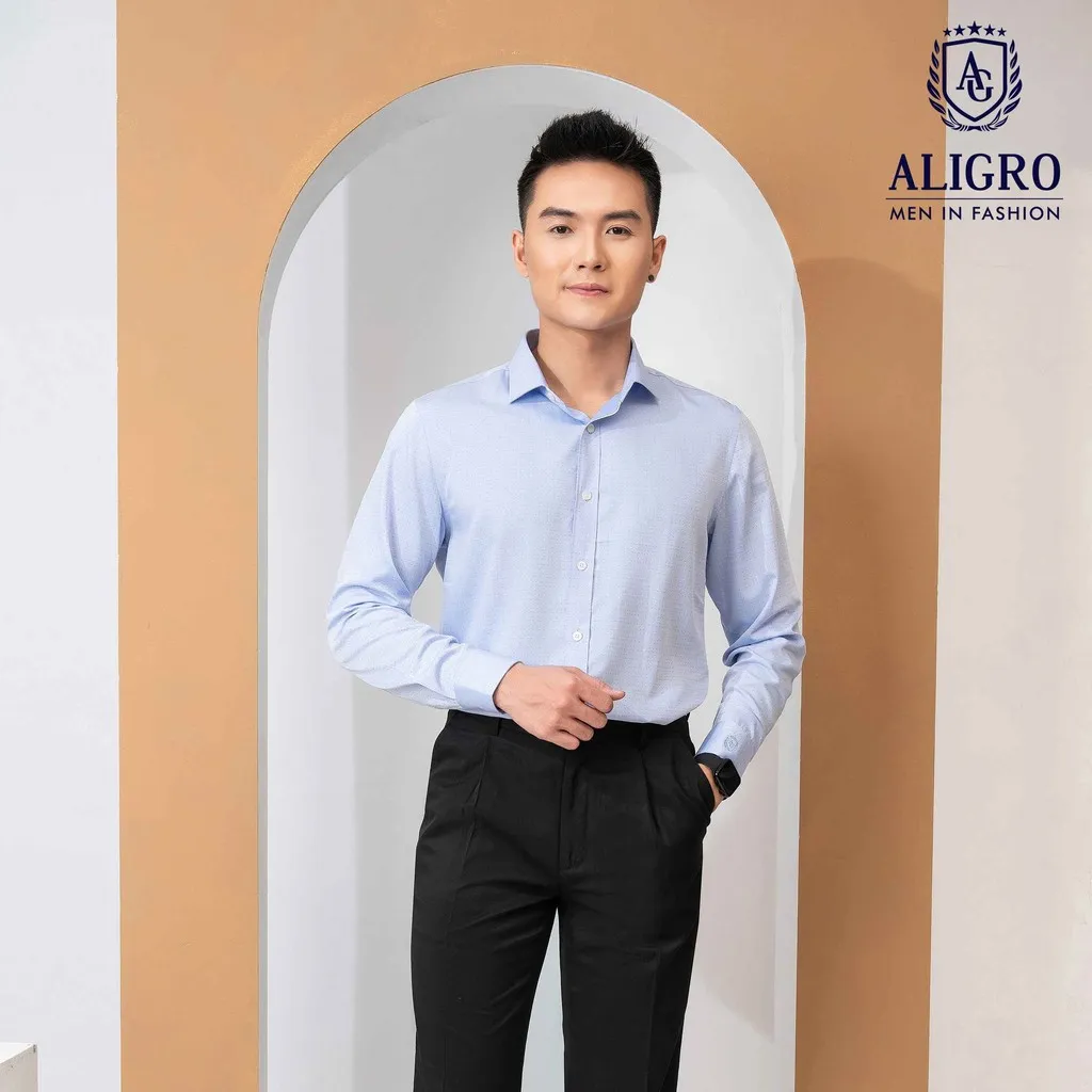 Áo Sơ Mi Dài Tay Bamboo Phẩy Xanh - Aligro