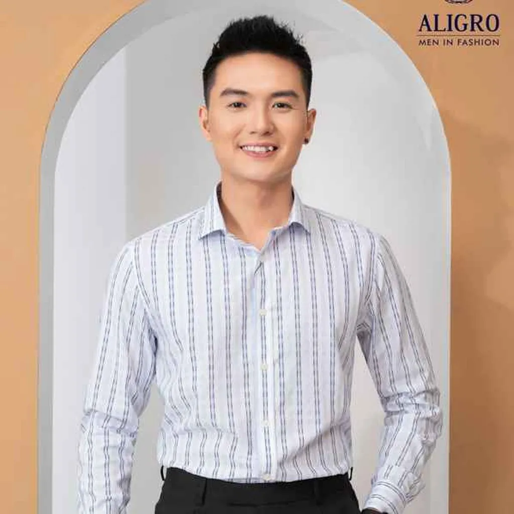 Alternative view of Áo Sơ Mi Dài Tay Bamboo Trắng Kẻ Sọc - Aligro
