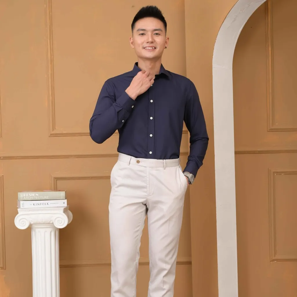 Áo Sơ Mi Slimfit Dài Tay Navy - Aligro