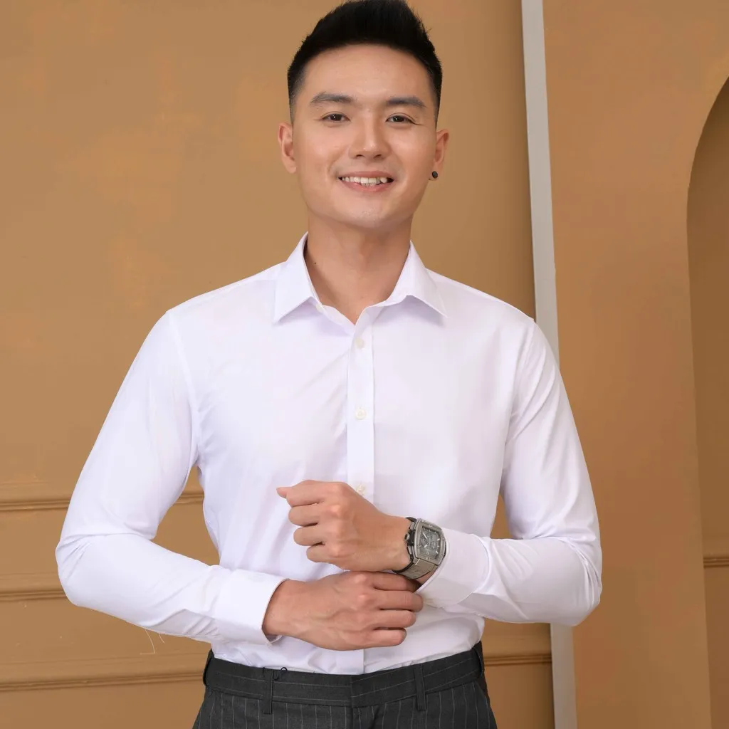 Alternative view of Áo Sơ Mi Slimfit Dài Tay Trắng Trơn - Aligro