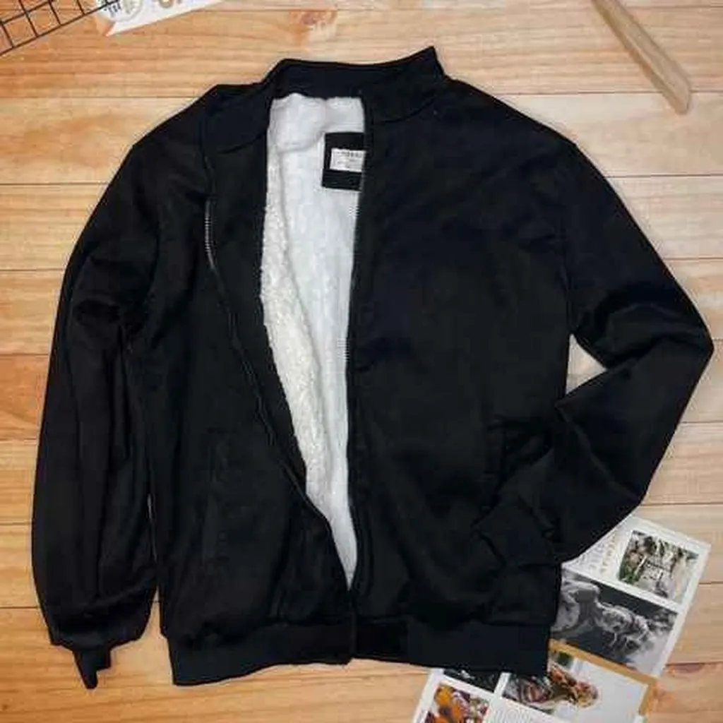 Alternative view of Áo Khoác Da Lộn Lót Lông Cừu Mềm Mịn - Men's Style
